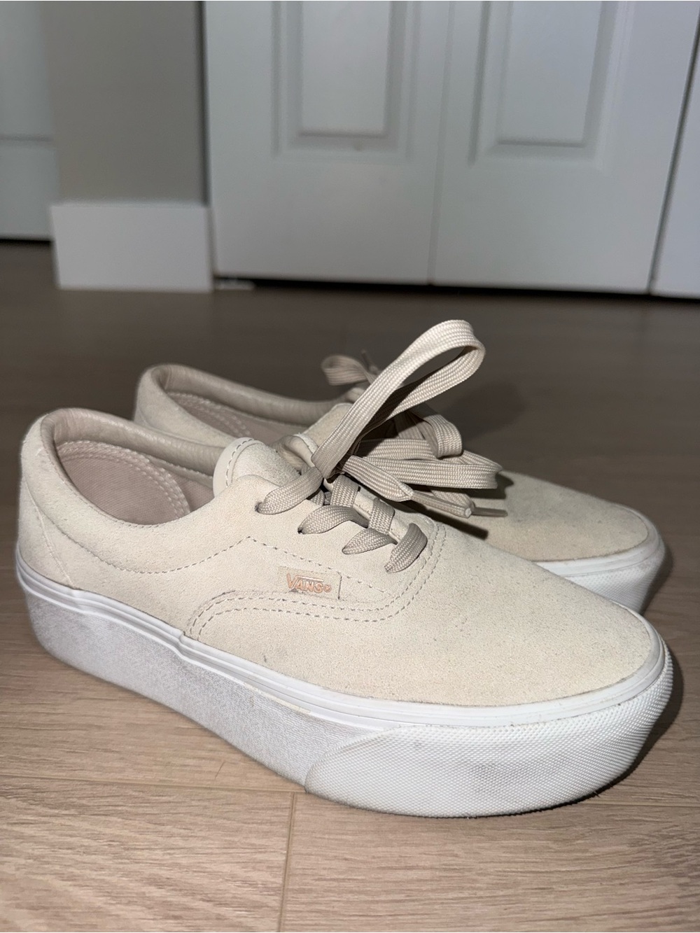 Vans Platform Suede Sneakers in Cream